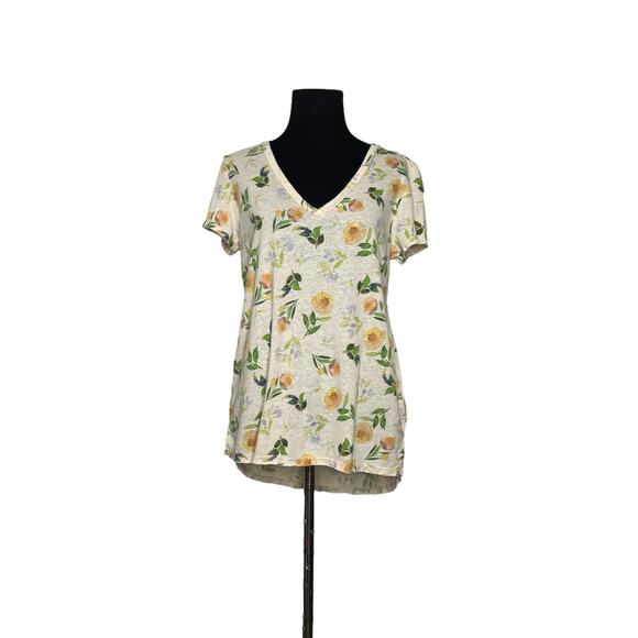 T. la cream yellow floral short sleeves tee size Small - Picture 11 of 11